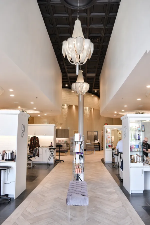 Salon workspace overview at Bella Mia Salon